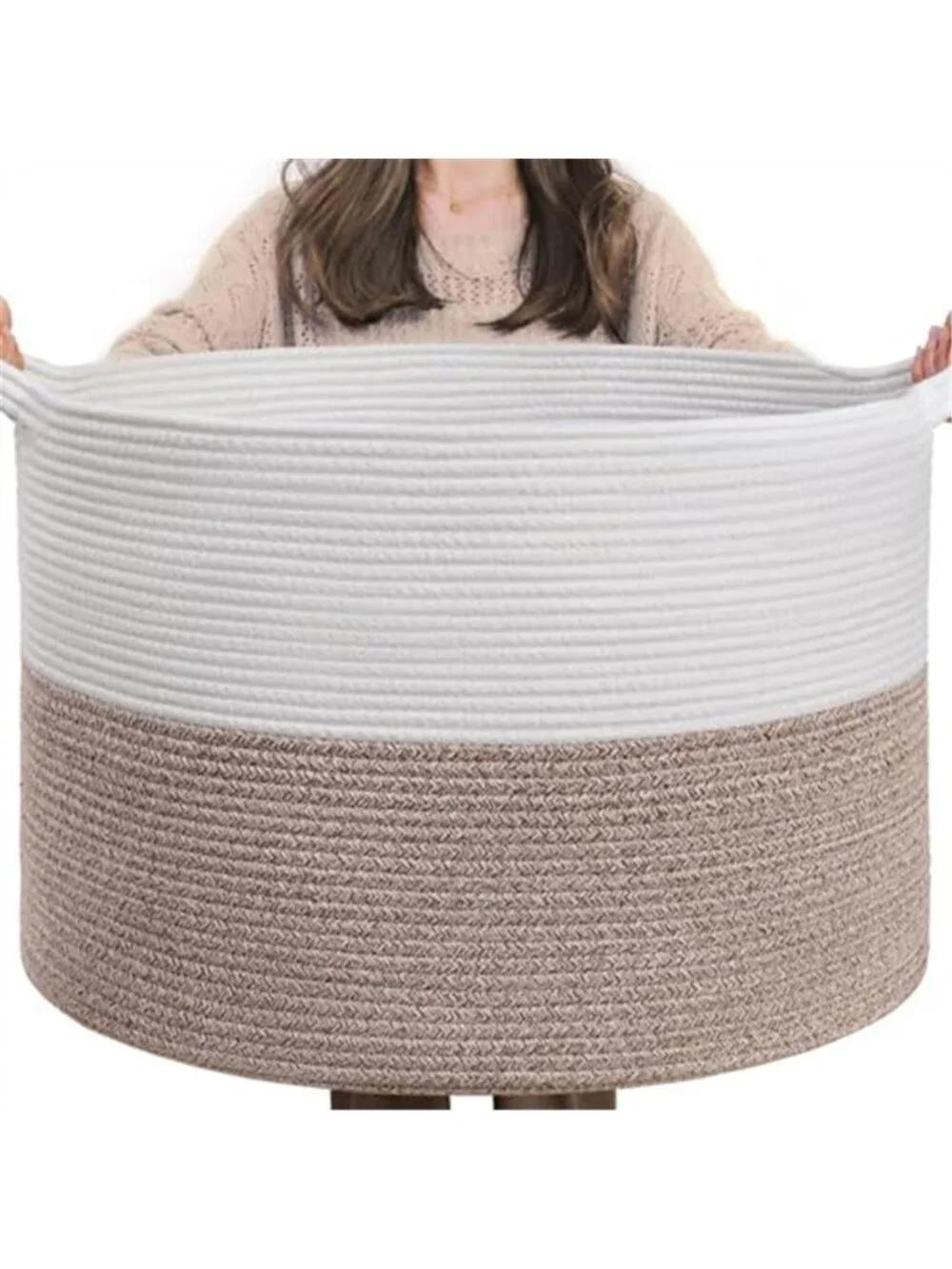 New XXXLarge Woven Rope Blanket Basket Living Room Brown, 90L